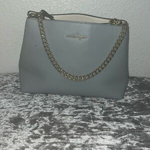 nanette lepore light blue purse with gold chain